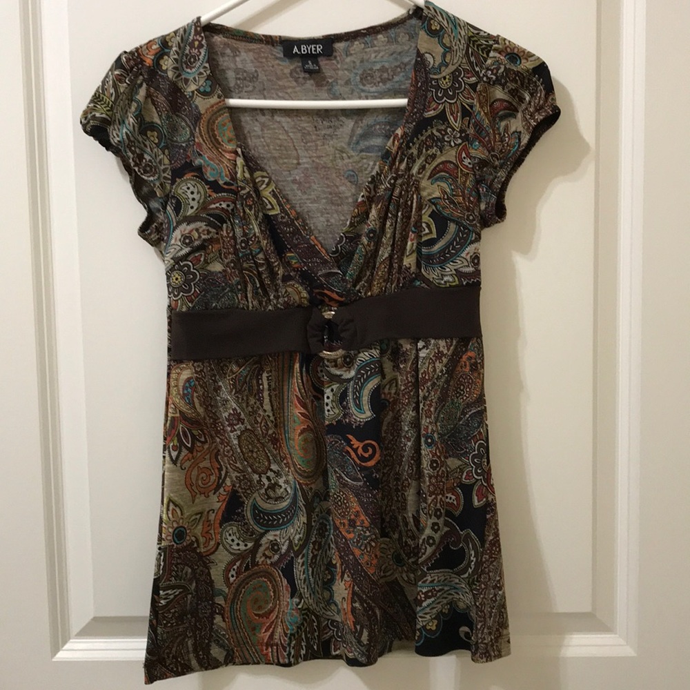 A. Byer paisley print dressy top - size small